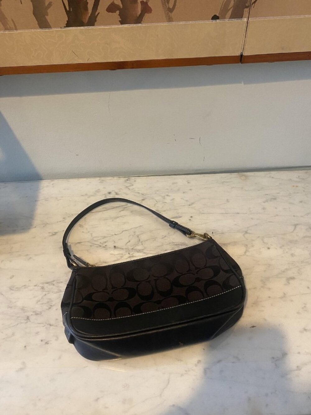 Coach Demi Hampton Shoulder Bag Womens Small Black Signature Jacquard Purse - Picture 2 of 7
